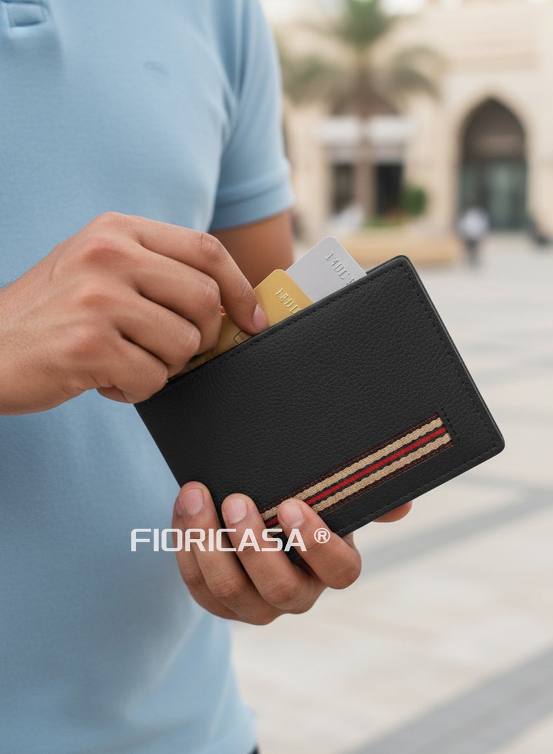 فوريكاسا طقم هدايا رجالي أنيق باللون الأسود (5 قطع) – ساعة، محفظة، حزام، نظارة شمسية وميدالية - Image 4